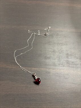 Sterling Silver Red Heart Pendant Necklace